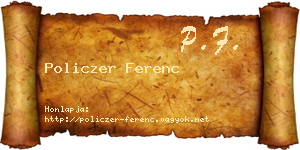 Policzer Ferenc névjegykártya
